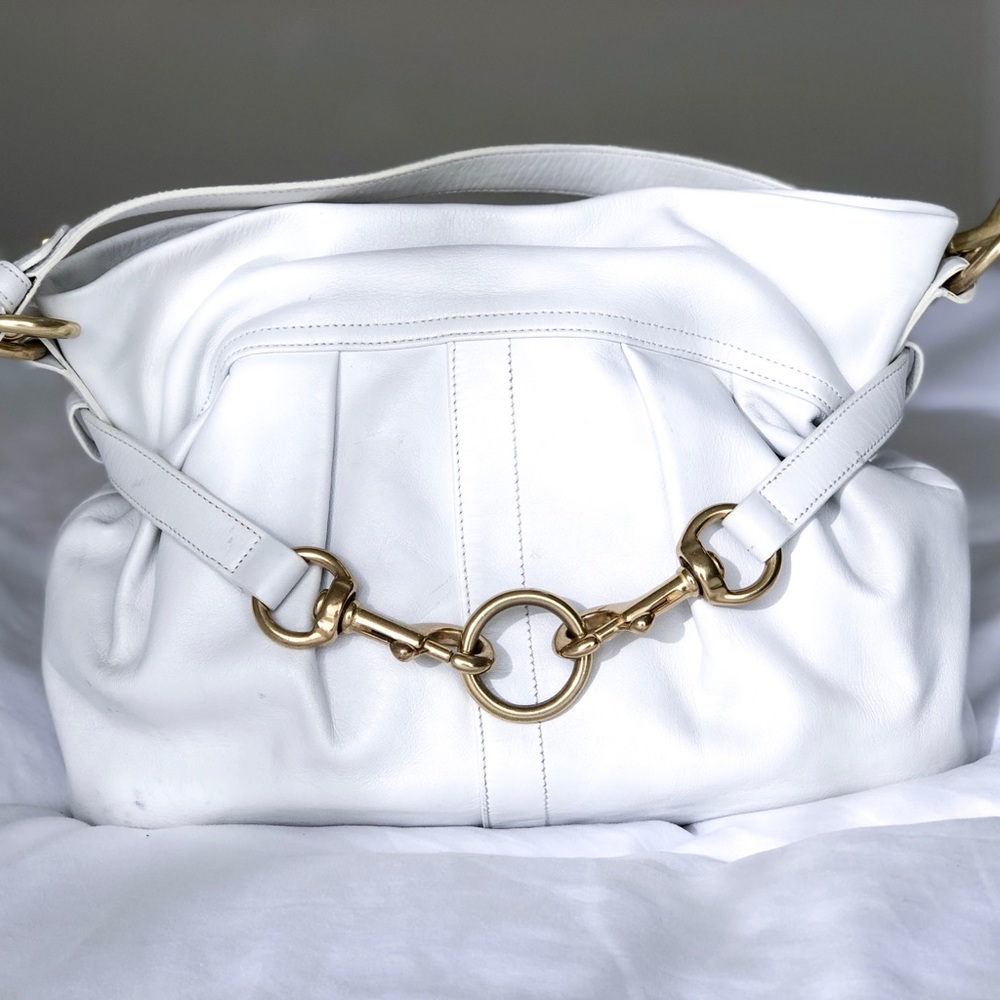 Coach Leather Handbag - white w/gold hardware